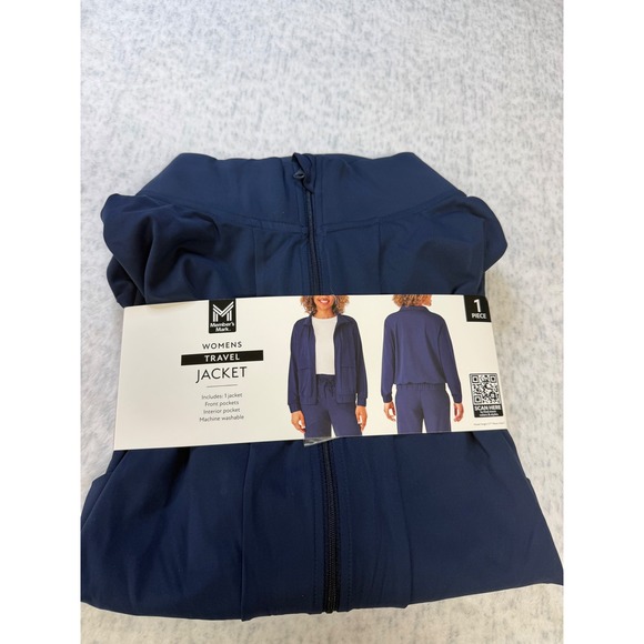 Member's Mark Jackets & Blazers - Members Mark Womens Travel Jacket Navy Blue Full Zip Stretch XL New